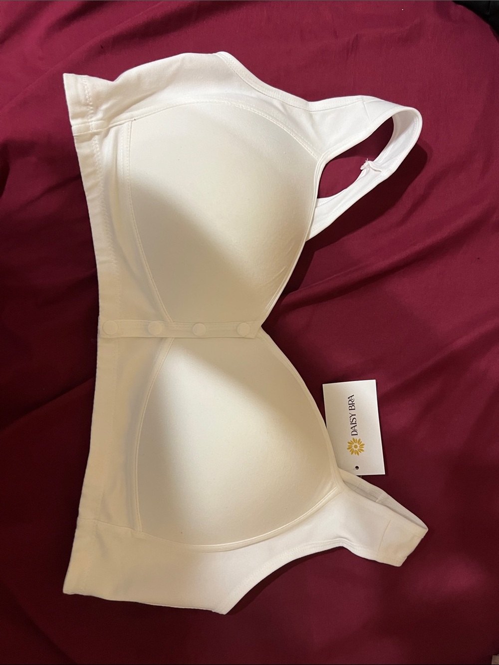 Daisy White Wireless Nursing Bra with Front Snap